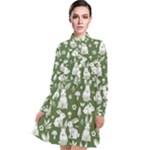 Easter bunny pattern Long Sleeve Chiffon Shirt Dress