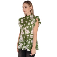 Ruffle Collar Short Sleeve Chiffon Top 