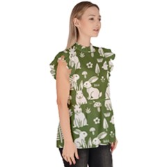 Ruffle Collar Short Sleeve Chiffon Top 