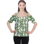 Easter bunny pattern Cutout Shoulder T-Shirt