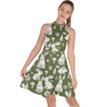 Easter bunny pattern Sleeveless Halter Neck A-Line Dress