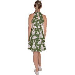 Sleeveless Halter Neck A-Line Dress 