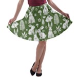 Easter bunny pattern A-line Skater Skirt