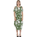 Easter bunny pattern Cold Shoulder Loose Fit Dress With Pockets