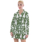 Easter bunny pattern Women s Long Sleeve Casual Dress