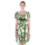 Easter bunny pattern Short Sleeve V-neck Flare Dress