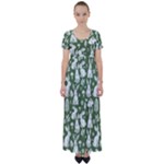 Easter bunny pattern High Waist Short Sleeve Maxi Dress