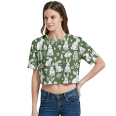 Women s Round Neck Short Sleeve Crop Top 