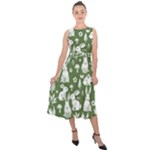 Easter bunny pattern Midi Tie-Back Chiffon Dress