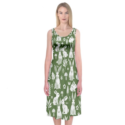 Easter bunny pattern Midi Sleeveless Dress from ArtsNow.com