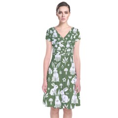 Short Sleeve Front Wrap Dress 