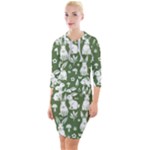 Easter bunny pattern Quarter Sleeve Hood Bodycon Dress