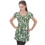 Easter bunny pattern Puff Sleeve Tunic Top