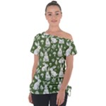 Easter bunny pattern Off Shoulder Tie-Up T-Shirt