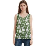 Easter bunny pattern Women s V-Neck Sleeveless Satin Top