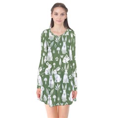 Long Sleeve V-neck Flare Dress 