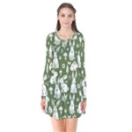 Easter bunny pattern Long Sleeve V-neck Flare Dress