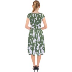 Cap Sleeve Front Wrap Midi Dress 