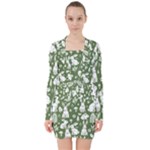 Easter bunny pattern V-neck Bodycon Long Sleeve Dress