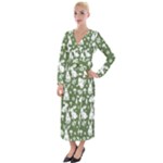 Easter bunny pattern Velvet Maxi Wrap Dress