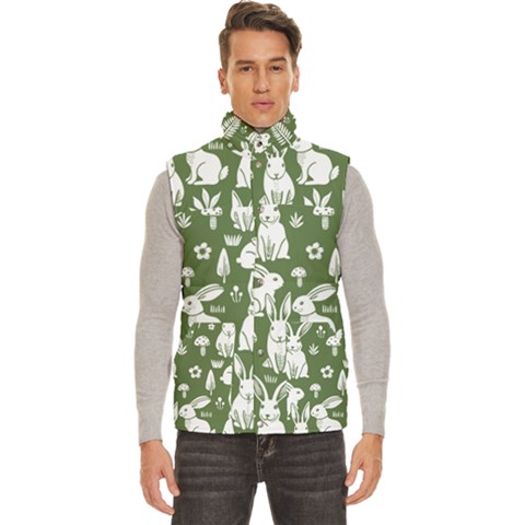 Easter bunny pattern Men s High Neck Button Up Puffer Vest from ArtsNow.com