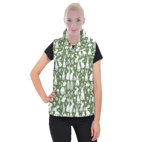 Easter bunny pattern Women s Button Up Vest from ArtsNow.com