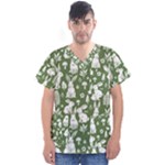 Easter bunny pattern Men s V-Neck Scrub Top