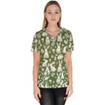 Easter bunny pattern Women s V-Neck Scrub Top