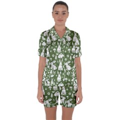 Satin Short Sleeve Pajamas Set 
