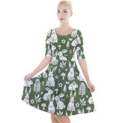 Quarter Sleeve A-Line Dress 