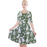 Easter bunny pattern Quarter Sleeve A-Line Dress