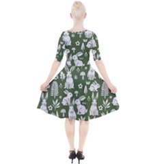 Quarter Sleeve A-Line Dress With Pockets 