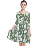 Easter bunny pattern Quarter Sleeve Waist Band Dress