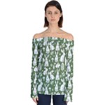 Easter bunny pattern Off Shoulder Long Sleeve Top