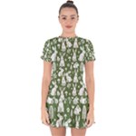 Easter bunny pattern Drop Hem Mini Chiffon Dress