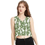 Easter bunny pattern V-Neck Cropped Tank Top