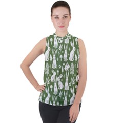 Mock Neck Chiffon Sleeveless Top 