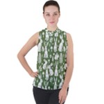 Easter bunny pattern Mock Neck Chiffon Sleeveless Top