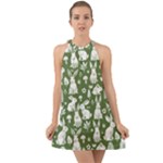 Easter bunny pattern Halter Tie Back Chiffon Dress