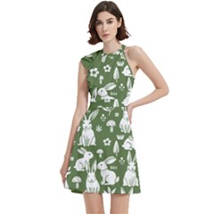 Cocktail Party Halter Sleeveless Dress With Pockets 