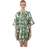 Easter bunny pattern Half Sleeve Satin Kimono 