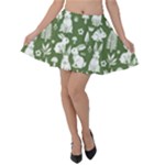 Easter bunny pattern Velvet Skater Skirt