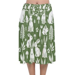 Velvet Flared Midi Skirt 