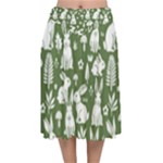 Easter bunny pattern Velvet Flared Midi Skirt