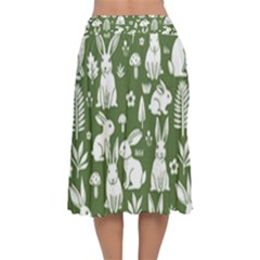 Velvet Flared Midi Skirt 