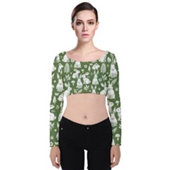 Velvet Long Sleeve Crop Top 