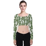 Easter bunny pattern Velvet Long Sleeve Crop Top