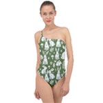 Easter bunny pattern Classic One Shoulder Swimsuit
