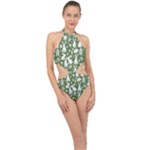 Easter bunny pattern Halter Side Cut Swimsuit