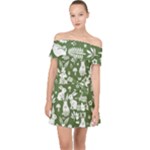Easter bunny pattern Off Shoulder Chiffon Dress